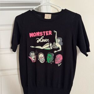 Black Monster Lover Graphic Blouse